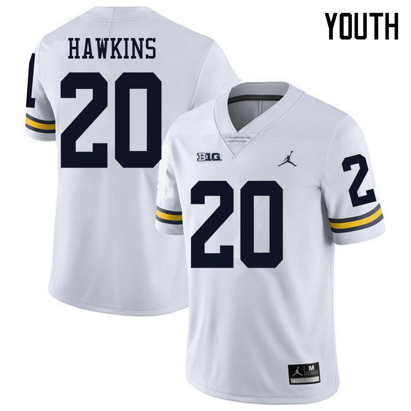 Jordan Brand Youth #20 Brad Hawkins Michigan Wolverines College Football Jerseys Sale-White